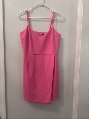french connection whisper sleeveless asymmetric hem mini dress French Connection Womens Whisper Cocktail Party Mini Dress Pink 4